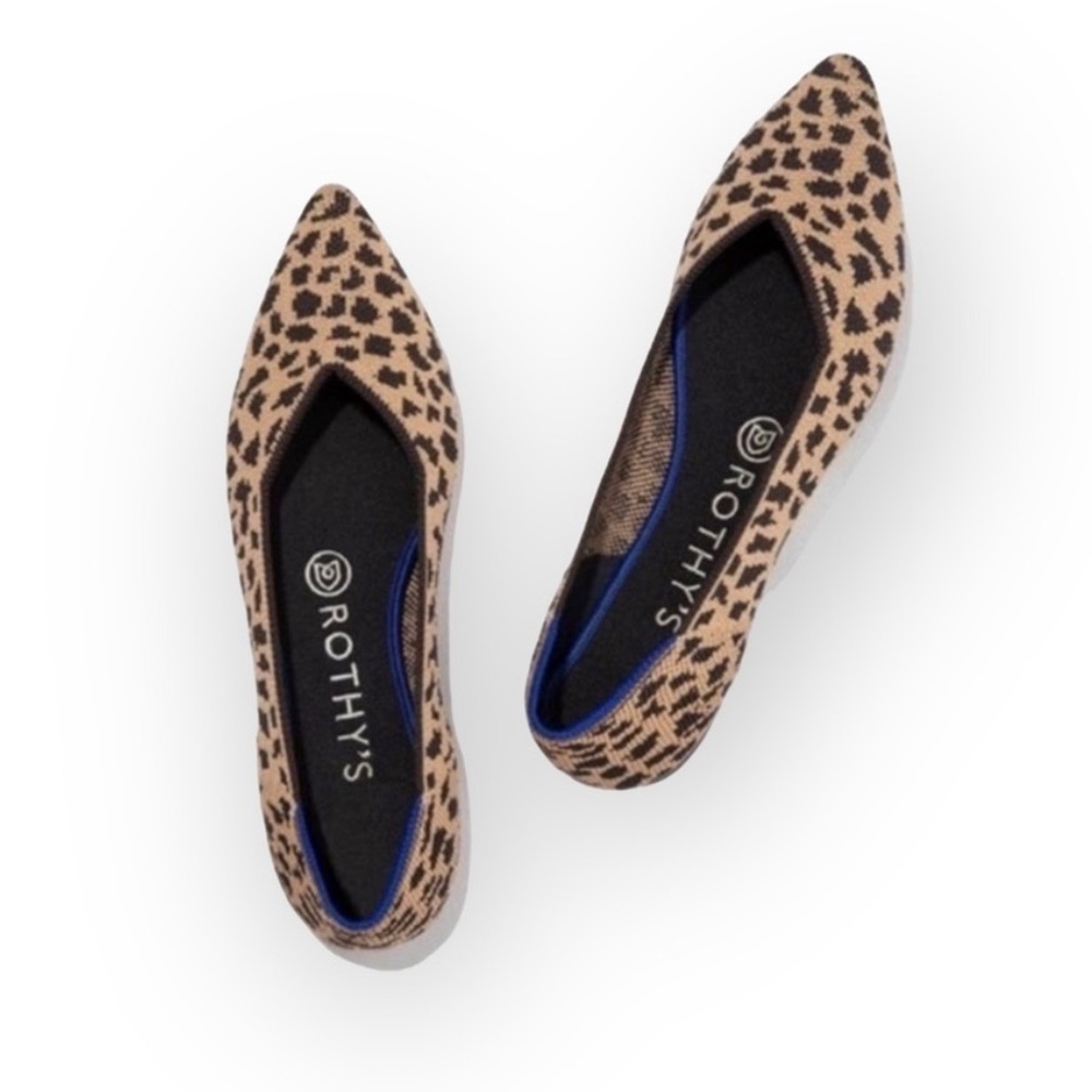 Rothy’s the point leopard flats animal print pointed toe size 7